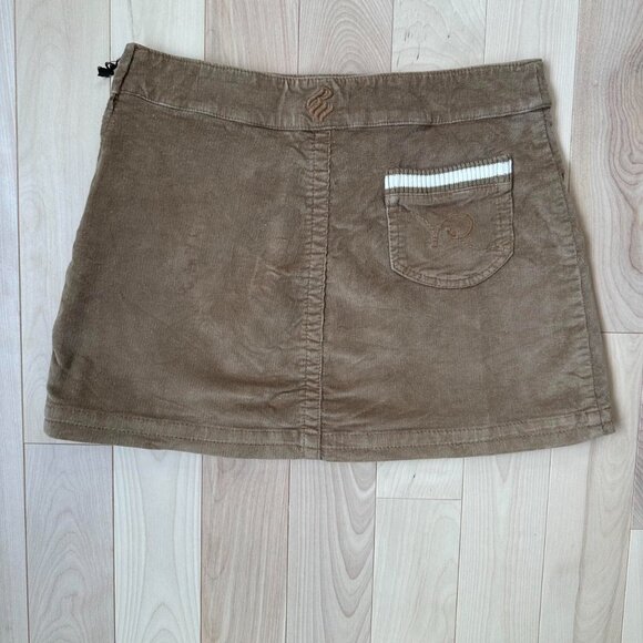 Y2K Rocawear Corduroy Pleated Mini Skirt – Light Brown & Pink (XS-S) - Picture 6 of 8